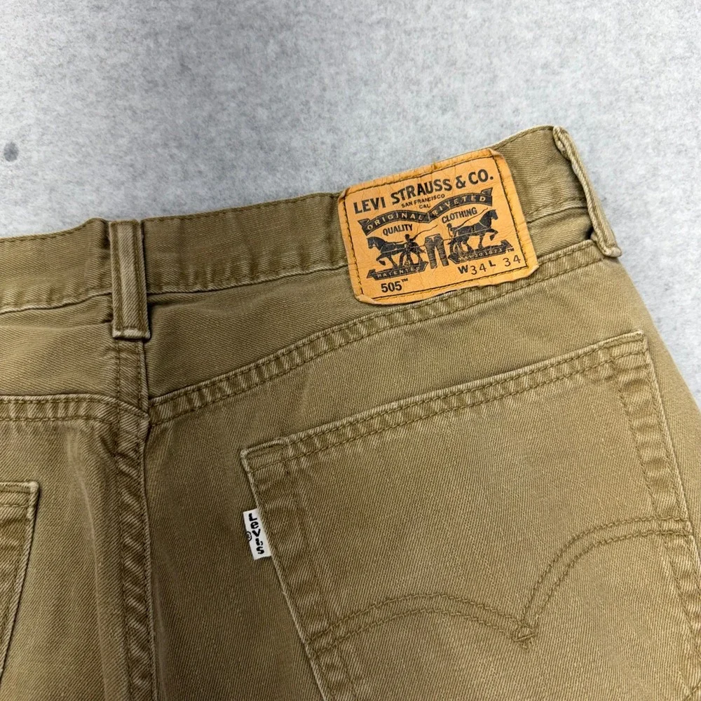 Levi Strauss 505 Regular Fit Tan Cotton‎ Jeans Men white tab VTGs W34 L34